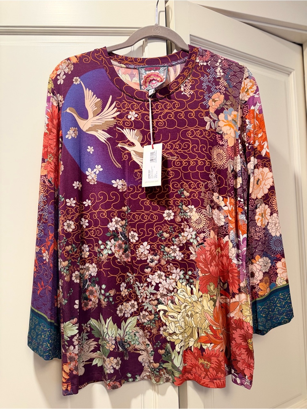 NWT Johnny Was The Janie Favorite Kimono Sleeve Tee Phoenix Print Floral L
